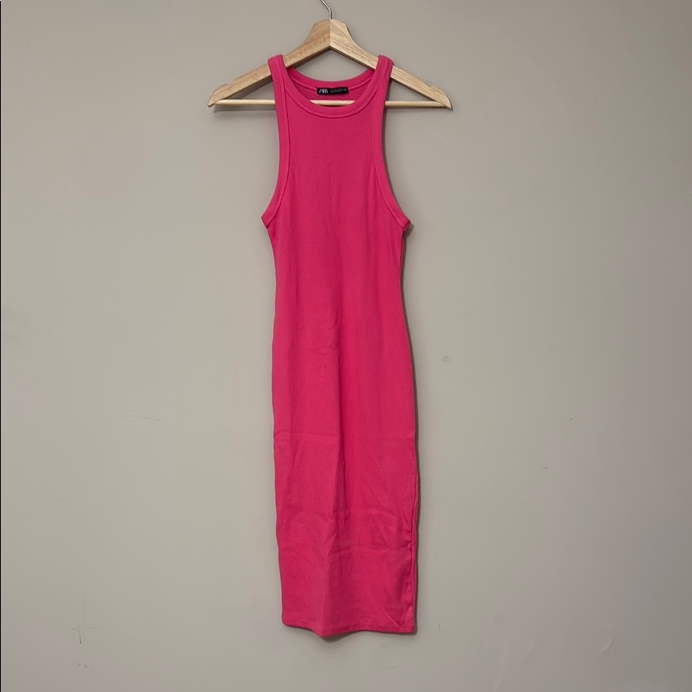 Zara Pink Halter Bodycon Maxi Dress